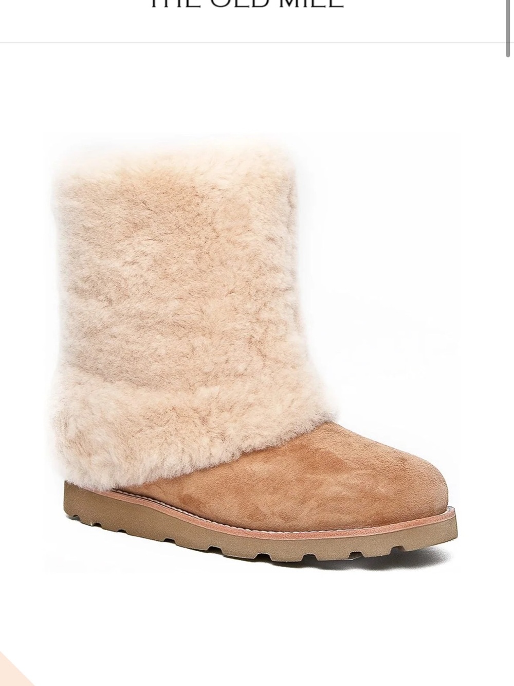 UGG Maylin short tan sheep skin with furry shearling cuff boots